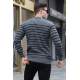 Anthracite Striped Knitwear Sweater 5992 - Antrasit