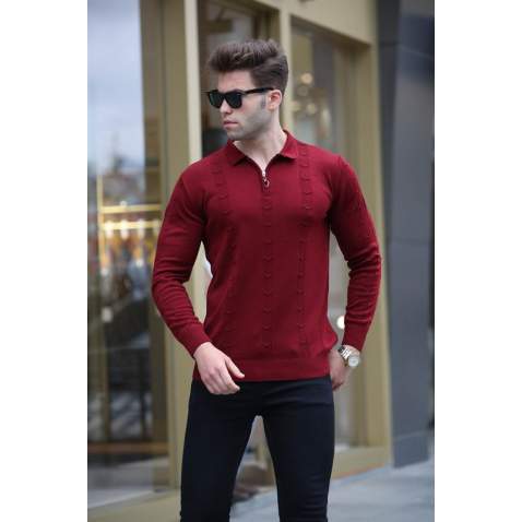 Maroon Knitwear Sweater 5606 - Bordo