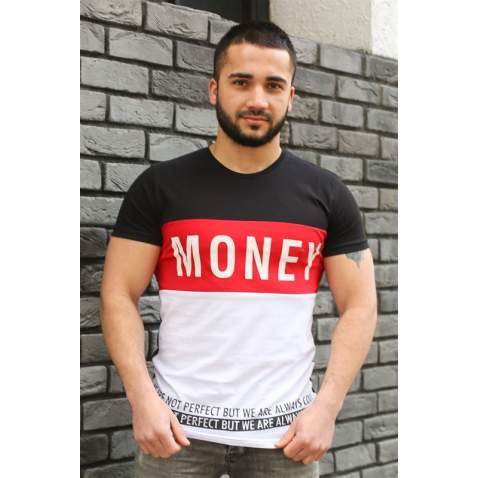 Madmext Black "Money" Printed T-shirt for Men 3077 - Siyah