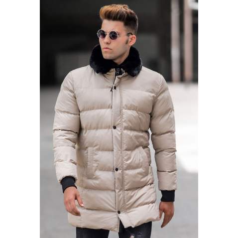 Madmext Men Beige Puffer Coat 5138 - Bej