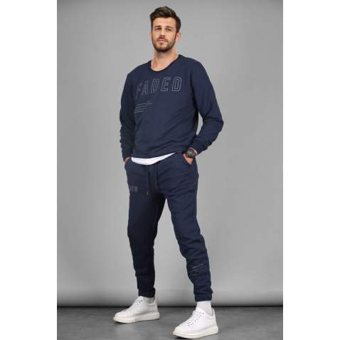 Madmext Navy Blue Printed Tracksuit 4679 - Lacivert