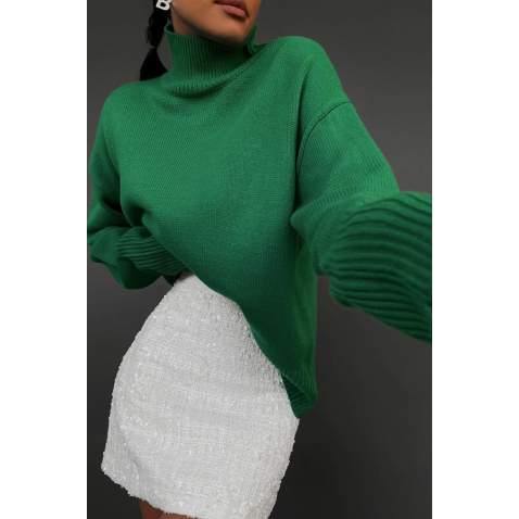 Mad Girls Turtleneck Green Sweater MG1252 - Yeşil