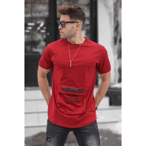 Madmext Men Printed Dye Gray T-Shirt 5359 - Bordo