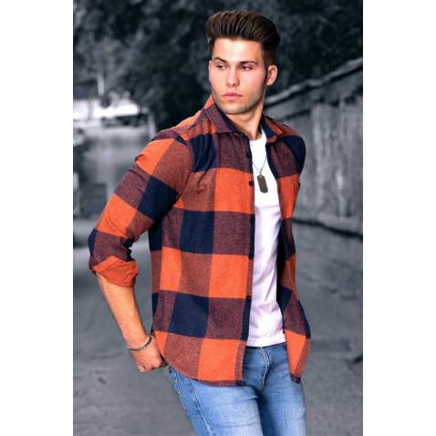 Madmext Red Checkered Men Shirt 4904 - Kırmızı