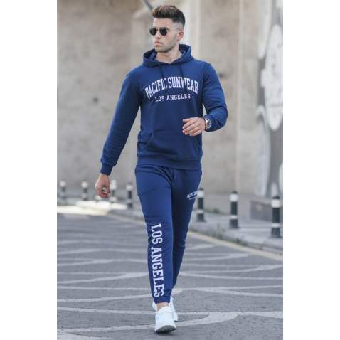 Madmext Men Printed Navy Blue Tracksuit 5283 - Lacivert