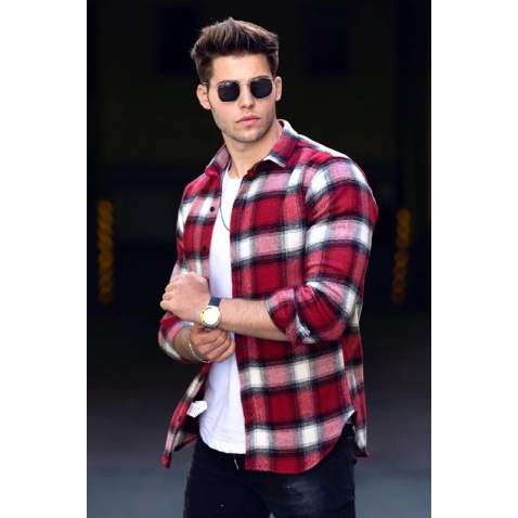 Madmext Red Checked Shirt 4665 - Kırmızı