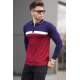 Maroon Zipped Knitwear Polo Sweater 5787 - Bordo