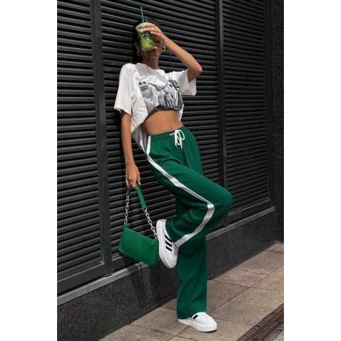 Mad Girls Green Bell Bottom Sweatpants MG1294 - Yeşil