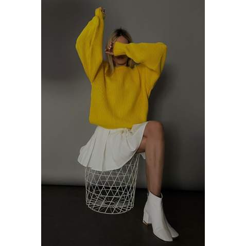 Women Yellow Knitted Basic Sweater MG1304 - Sarı