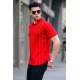 Men Striped Red Polo T-Shirt 5879 - Kırmızı