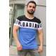 Madmext Blue "Loading" Printed T-shirt for Men 2974 - Sax mavi