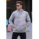 Dye Gray Printed Hoodie Sweatshirt 6009 - Boyalı gri