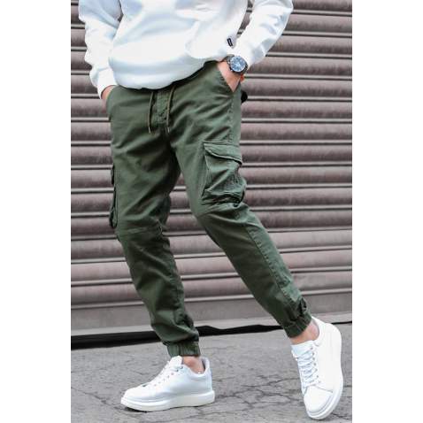 Madmext Men Slim Fit Khaki Cargo Trousers 5695 - Haki