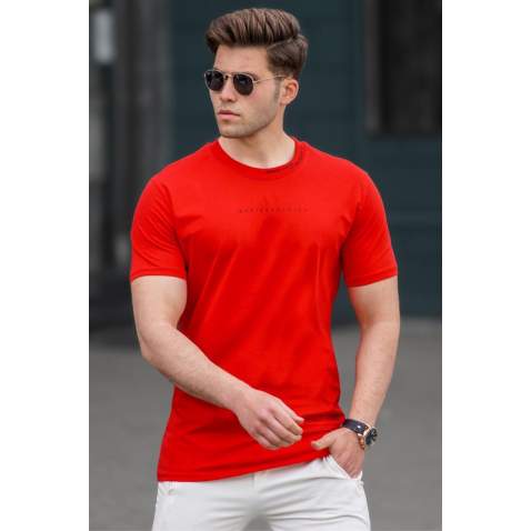 Madmext Men Printed Red T-shirt 5258 - Kırmızı