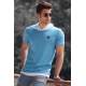 Madmext Blue Basic T-shirt with Hood for Men 4554 - Mavi