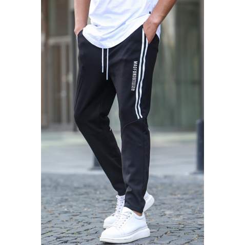 Black Printed Sweatpants T5476 - Siyah