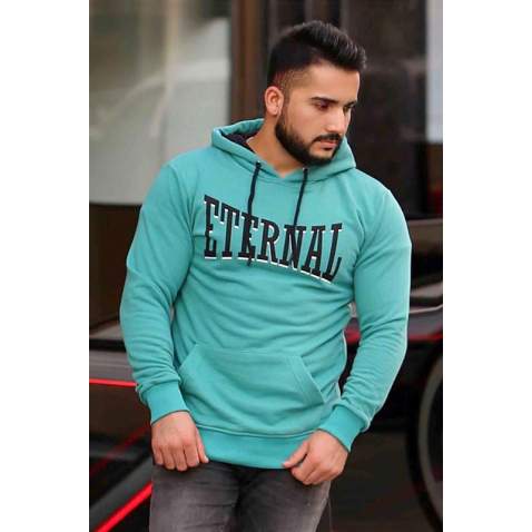 Madmext Green Printed Hoodie 4175 - Yeşil