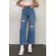 Women Light Blue Bell Bottom Jeans MG1519 - Açık mavi