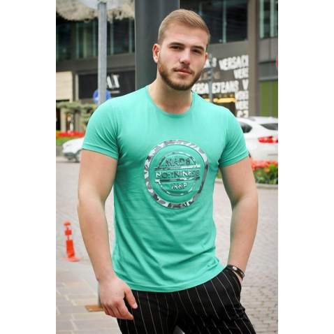 Madmext Green Printed T-shirt for Men 2994 - Yeşil