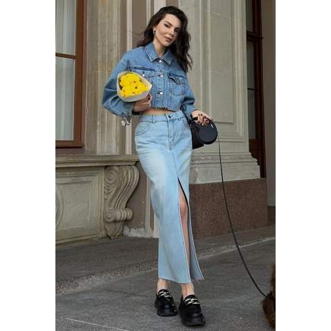 Ice Blue Jeans Skirt MG1558 - Buz mavisi