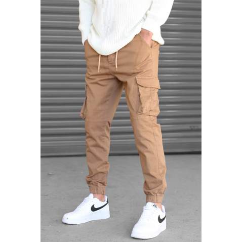 Madmext Men Slim Fit Camel Cargo Trousers 5695 - Camel