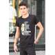 Madmext Black Printed T-shirt for Men 4016 - Siyah