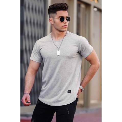 Madmext Grey Basic T-shirt for Men 4484 - Gri