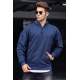 Madmext Basic Navy Blue Men Hooded Sweatshirt 4764 - Lacivert