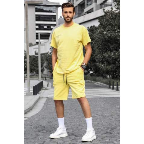 Madmext Men Oversize Yellow Shorts Set 5391 - Sarı