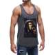 Sleeveless T-Shirt In Bob Marley's Printed and Smoked Color 2634 - Antrasit