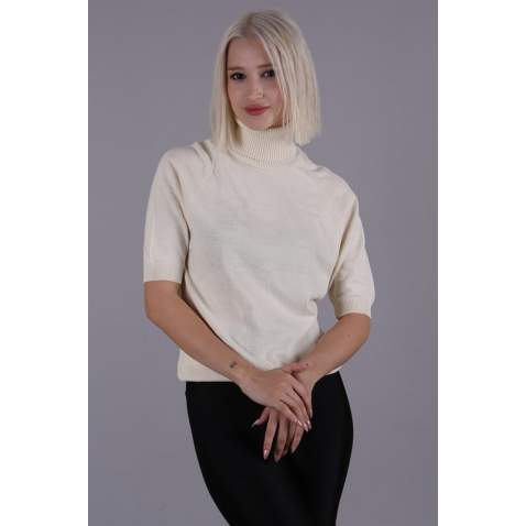 White High Neck Knitwear Sweater MG1565 - Krem