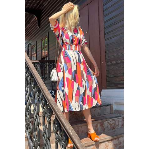 Women Desgined Orange Long Dress MG1515 - Turuncu