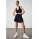 Women Black Pleated Basic Mini Tennis Skirt - Siyah