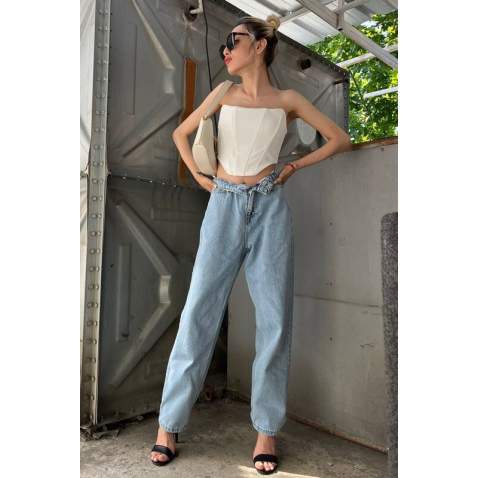 Mad Girls Light Blue Palazzo Jeans Mg1151 - Açık mavi