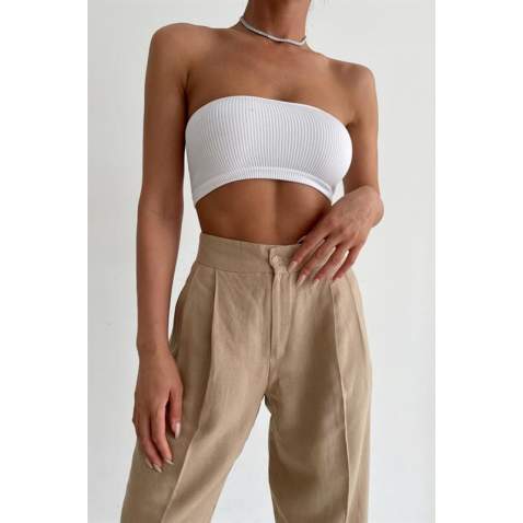 Beige High Waist Basic Trousers MG1554 - Bej