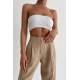 Beige High Waist Basic Trousers MG1554 - Bej