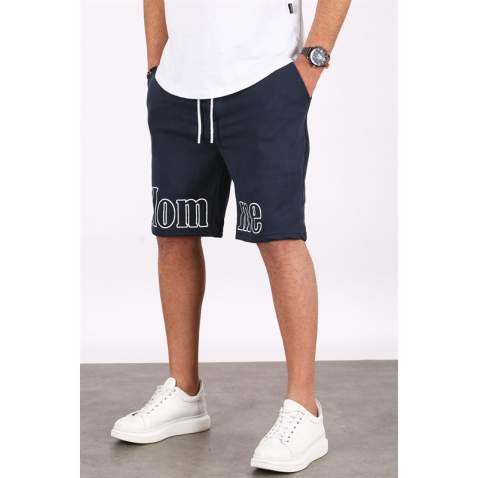 Madmext Men Printed Navy Blue Capri Shorts 5439 - Lacivert