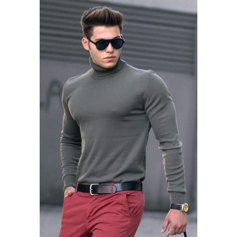 Madmext Khaki Jumper with Roll Neck 4656 - Haki