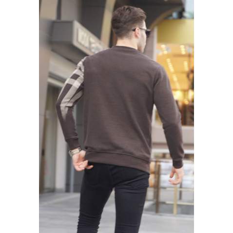 Brown Printed Sweatshirt 6031 - Kahverengi