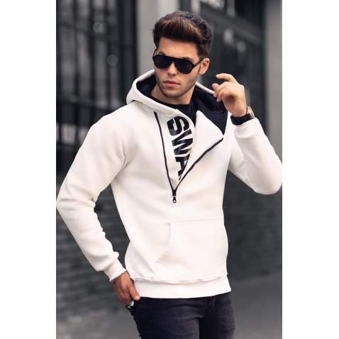 Madmext Men White Hoodie Sweatshirt 1767 - Beyaz