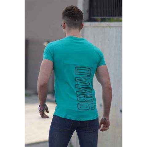 Madmext Green Printed T-shirt for Men 3023 - Petrol yeşili