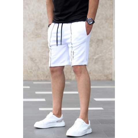 Madmext White Capri Shorts 4849 - Beyaz