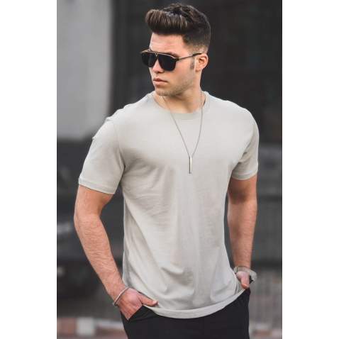 Madmext Men Stone Gray T-shirt 4951 - Taş rengi