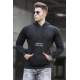 Madmext Men Printed Black Hoodie Sweatshirt 5292 - Siyah