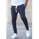 Madmext Navy Blue Striped Sweatpants 4817 - Lacivert