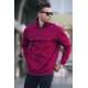 Bordo Fermuar Yaka Baskılı Sweatshirt 6028 - Bordo