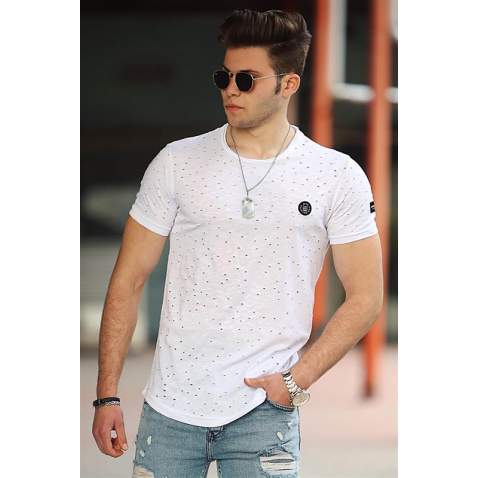 Madmext White Rapped T-shirt for Men 4488 - Beyaz