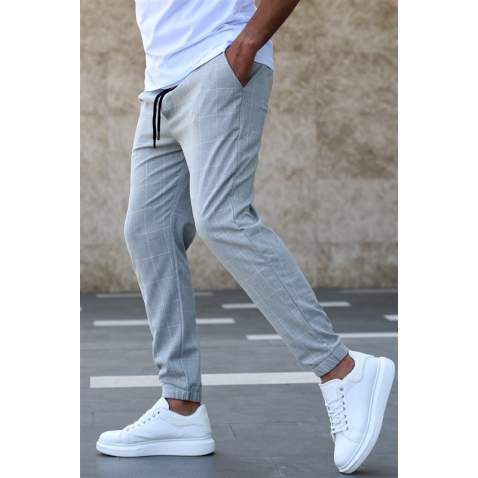 Madmext Gray Checked Trousers Mad4081 - Gri