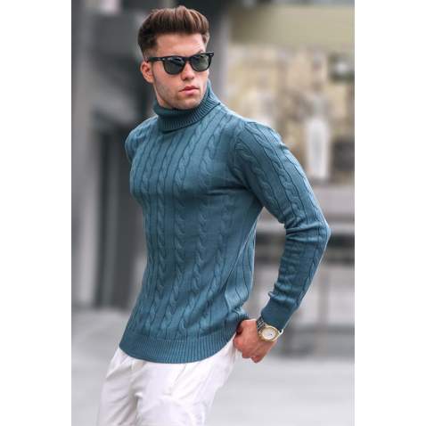 Petrol Green Turtleneck Knitwear Sweater 5763 - Petrol yeşili