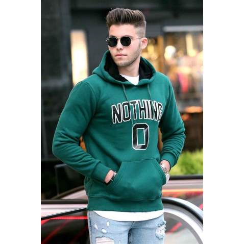 Madmext Green Printed Hoodie 4384 - Yeşil